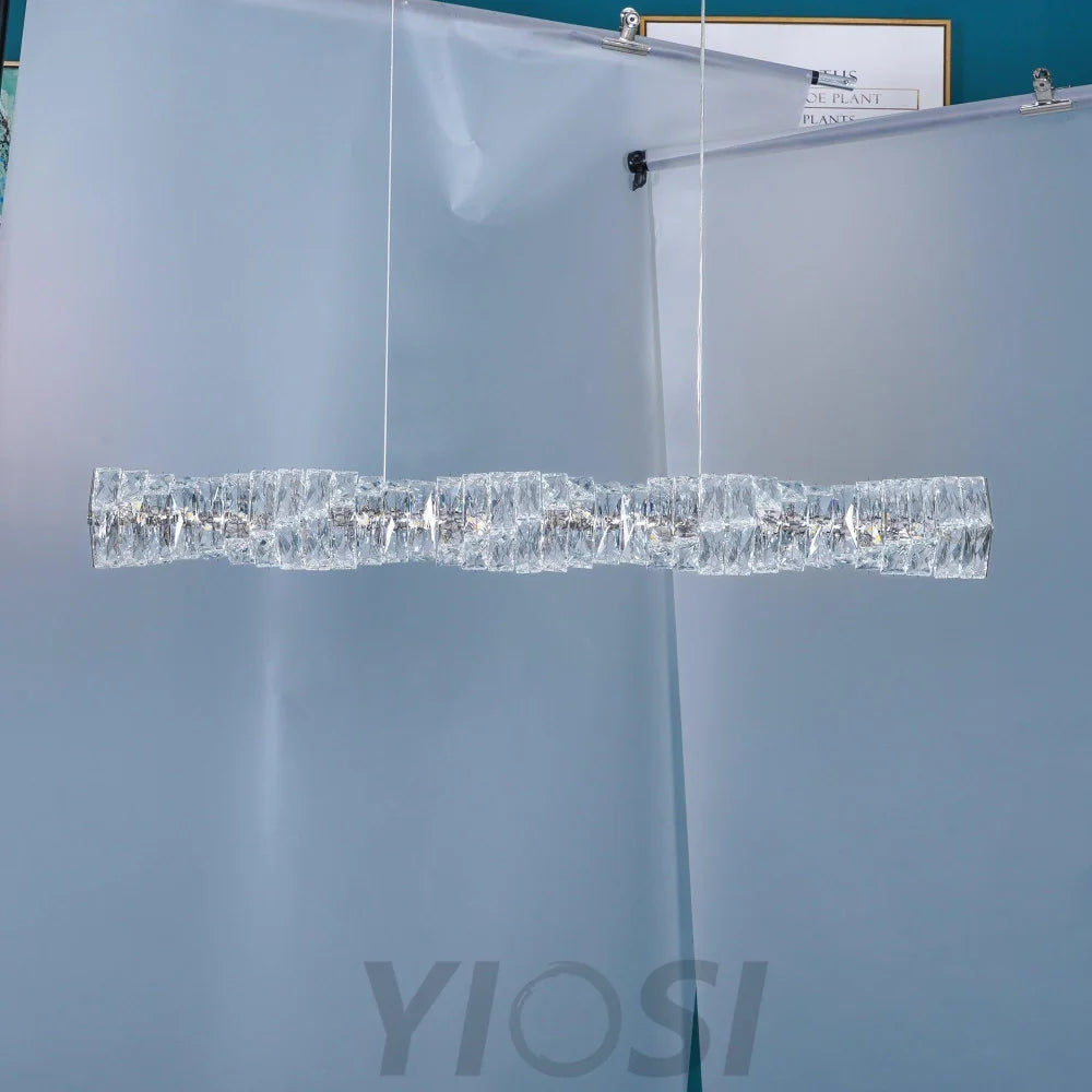 Long Crystal  Linear Pendant Light - Bar-1-Yiosilamp