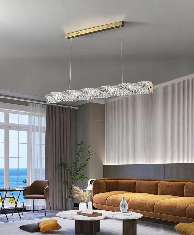 Long Crystal  Linear Pendant Light - Bar-1-Yiosilamp