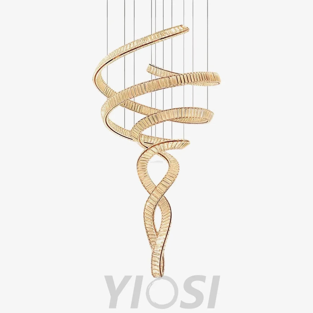 Long Spiral Crystal Chandelier ∅ 31.5″ - Crystals, Straps-1-Yiosilamp