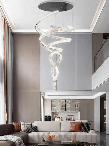 Long Spiral Crystal Chandelier ∅ 31.5″ - Crystals, Straps-1-Yiosilamp