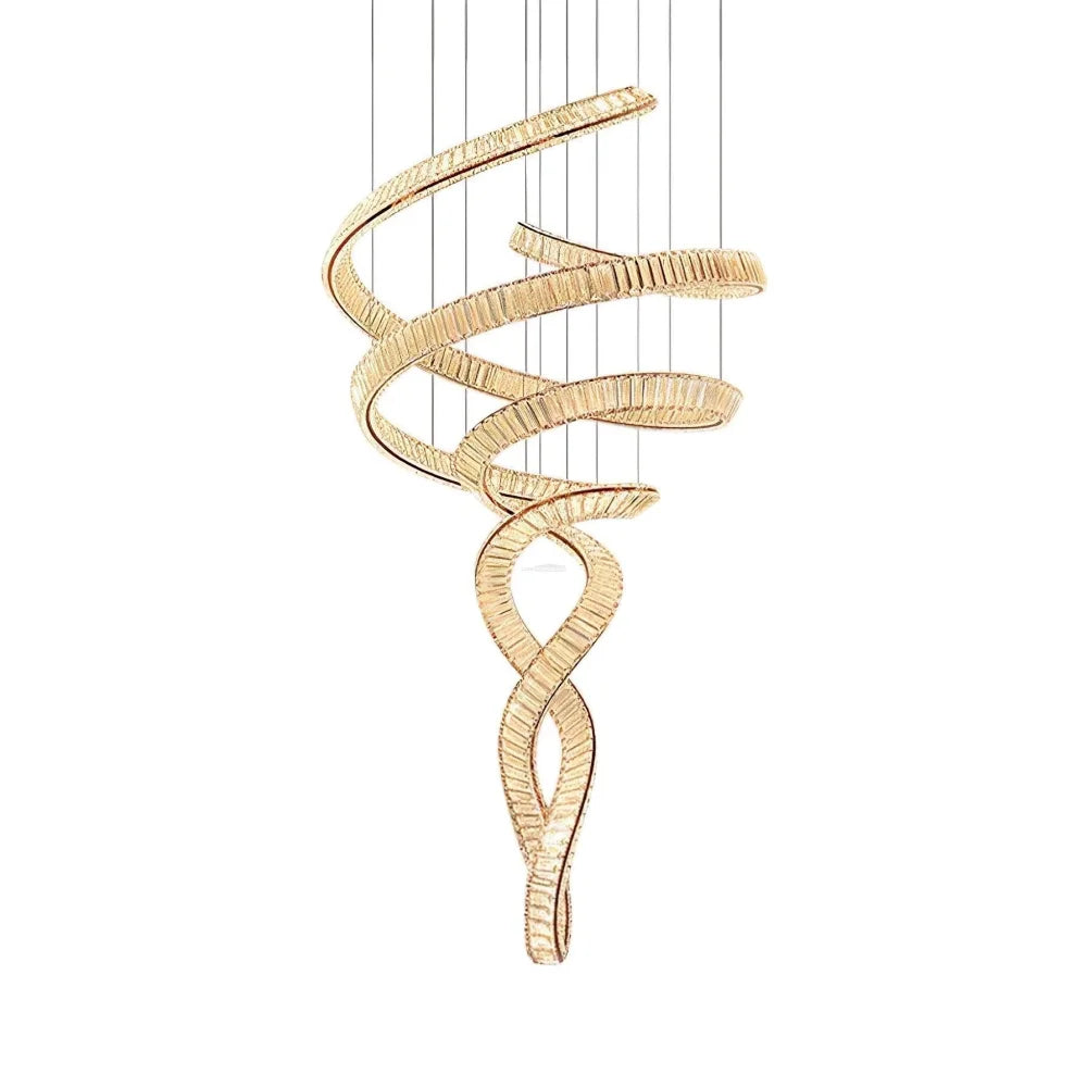 Long Spiral Crystal Chandelier ∅ 31.5″ - Crystals, Straps-1-Yiosilamp