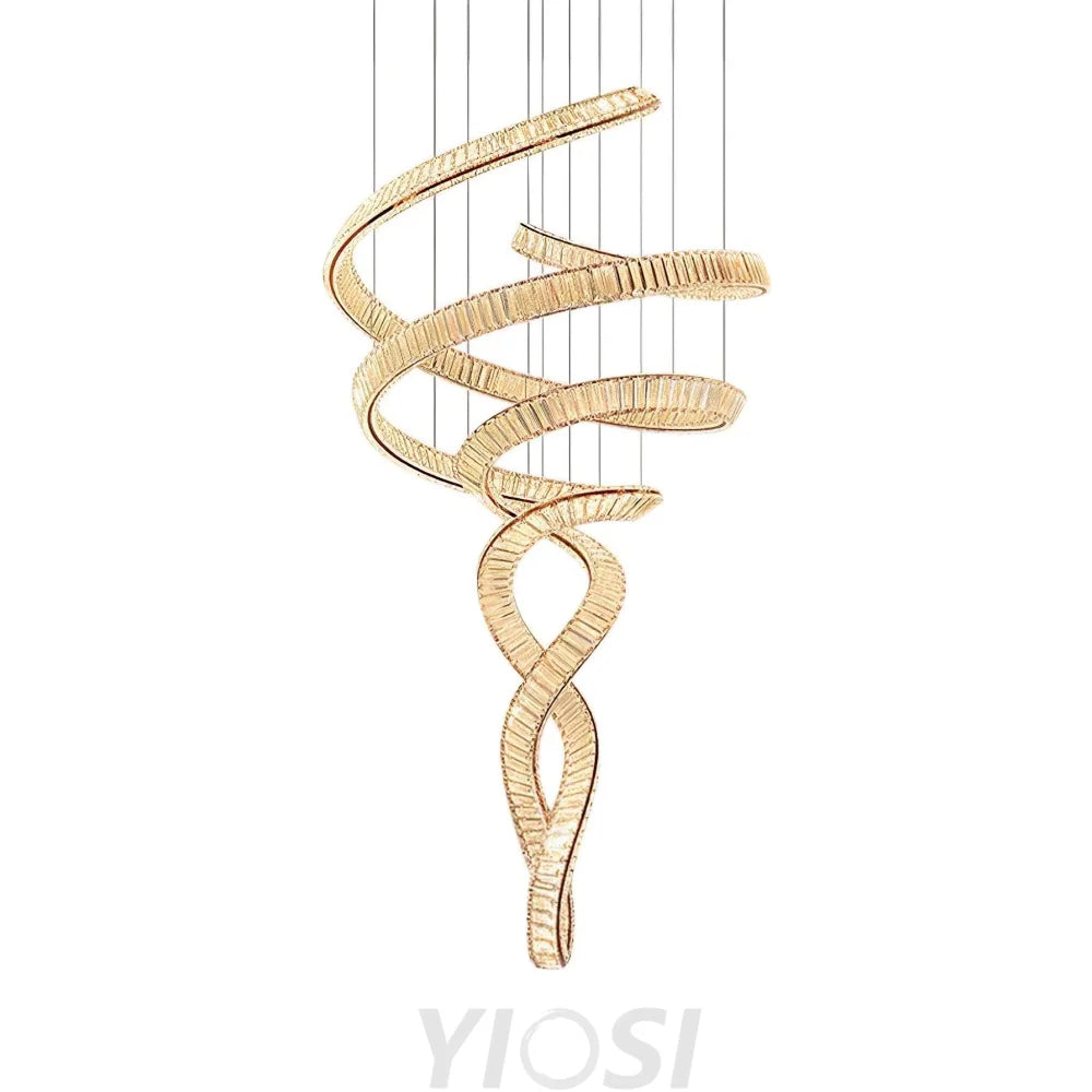 Elegant Long Spiral Crystal Chandelier with Stainless Steel Frame