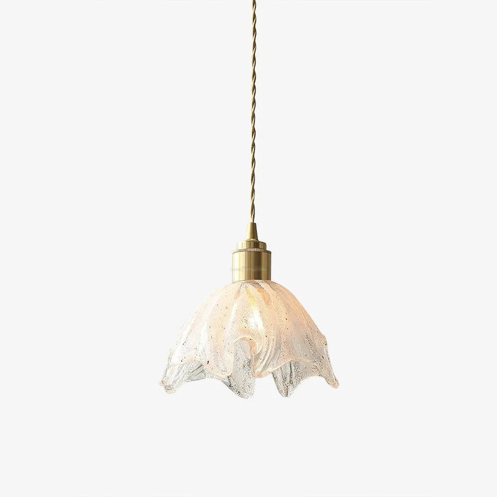 Lotus Crystal Small Pendant - Brass & Translucent, Lotus Leaf-1-Yiosilamp