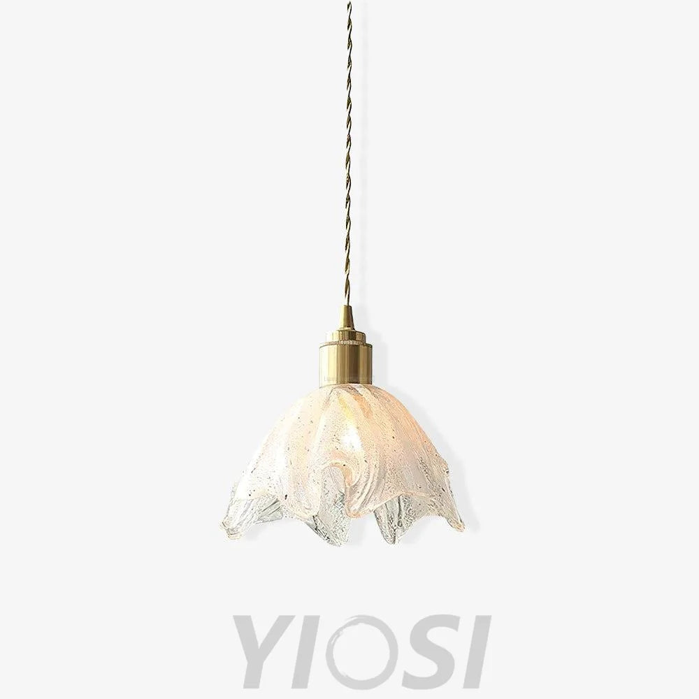 Lotus Crystal Small Pendant - Brass & Translucent, Lotus Leaf-1-Yiosilamp