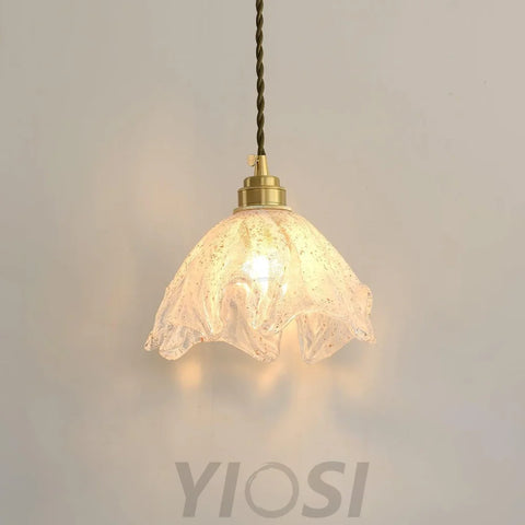 Lotus Crystal Small Pendant - Brass & Translucent, Lotus Leaf-1-Yiosilamp