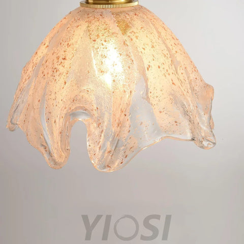 Lotus Crystal Small Pendant - Brass & Translucent, Lotus Leaf-1-Yiosilamp