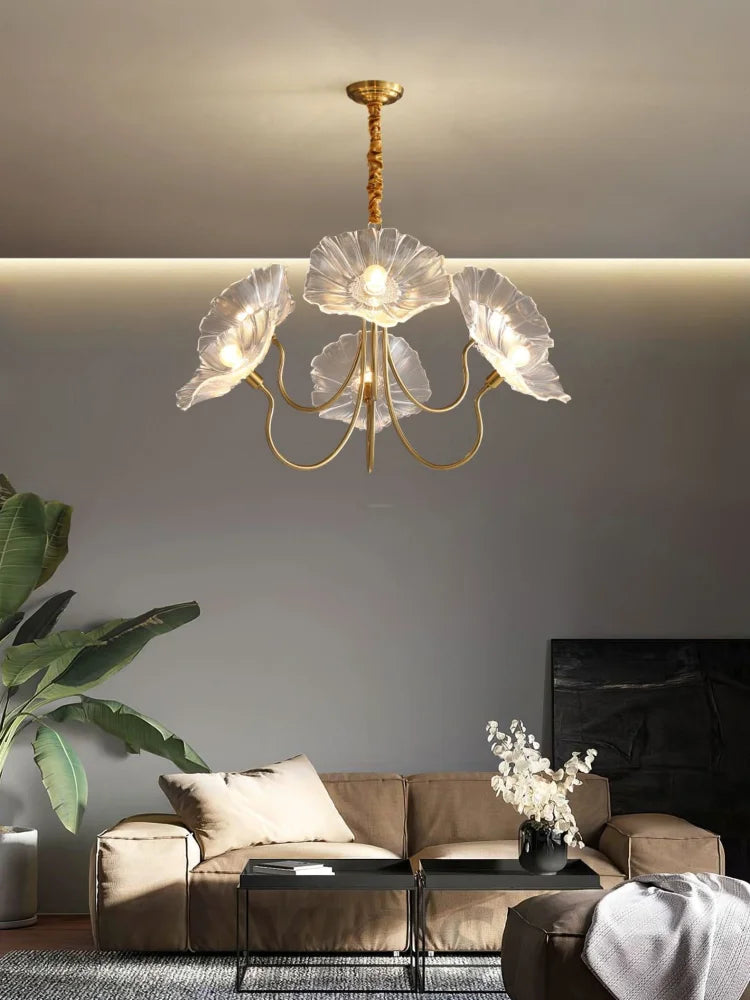 Lotus Leaf Glass Chandelier ∅ 35.4″ - Yiosilamp