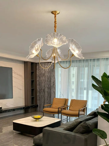 Lotus Leaf Glass Chandelier ∅ 35.4″ - Yiosilamp