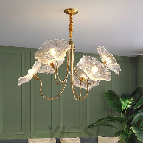 Lotus Leaf Glass Chandelier ∅ 35.4″ - Yiosilamp