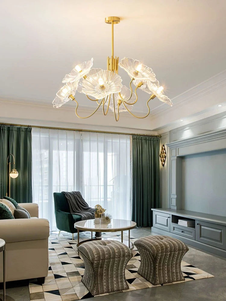Lotus Leaf Glass Chandelier ∅ 35.4″ - Yiosilamp