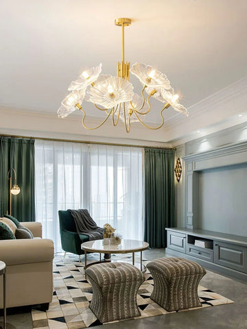 Lotus Leaf Glass Chandelier ∅ 35.4″ - Yiosilamp