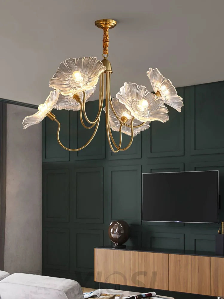 Lotus Leaf Glass Chandelier ∅ 35.4″ - Yiosilamp