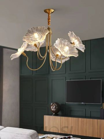 Lotus Leaf Glass Chandelier ∅ 35.4″ - Yiosilamp