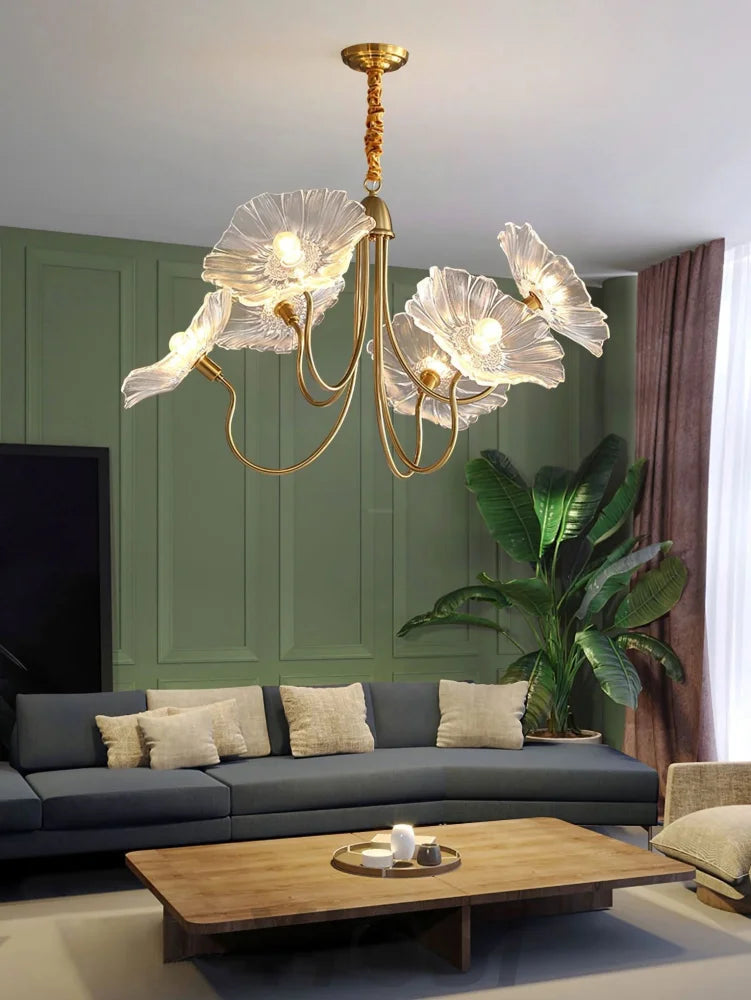 Lotus Leaf Glass Chandelier ∅ 35.4″ - Yiosilamp