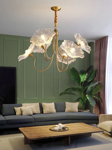 Lotus Leaf Glass Chandelier ∅ 35.4″ - Yiosilamp