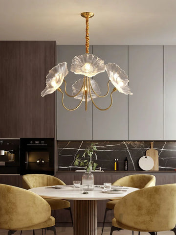 Lotus Leaf Glass Chandelier ∅ 35.4″ - Yiosilamp