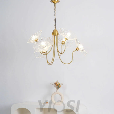Lotus Leaf Glass Chandelier ∅ 35.4″ - Yiosilamp