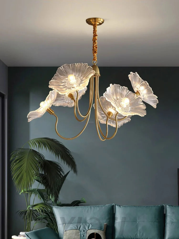 Lotus Leaf Glass Chandelier ∅ 35.4″ - Yiosilamp