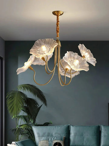 Lotus Leaf Glass Chandelier ∅ 35.4″ - Yiosilamp