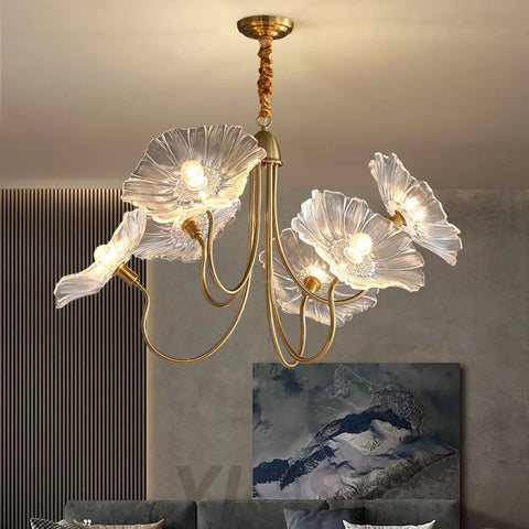 Lotus Leaf Glass Chandelier ∅ 35.4″ - Yiosilamp