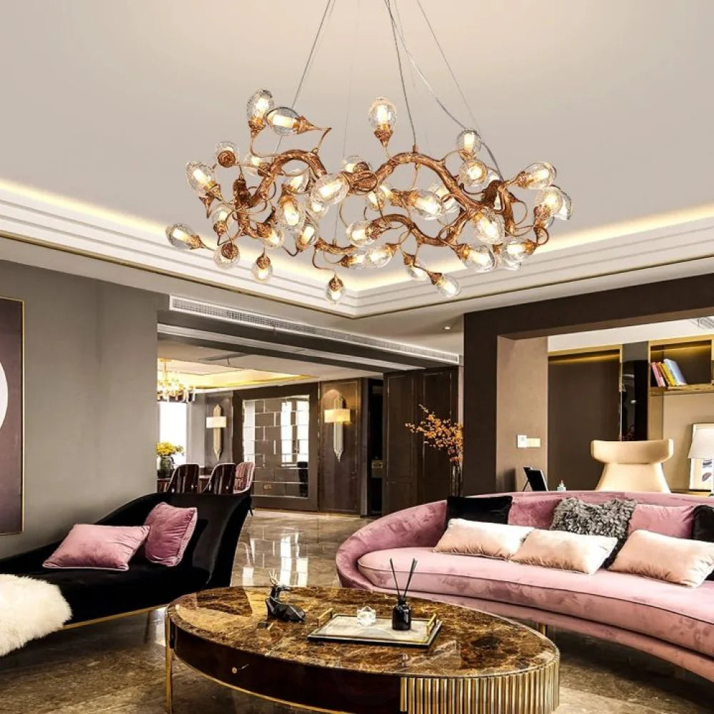 Lotus Modern Brass Branch Chandelier For Living Room Chandeliers For Dining Room Stairways Foyer