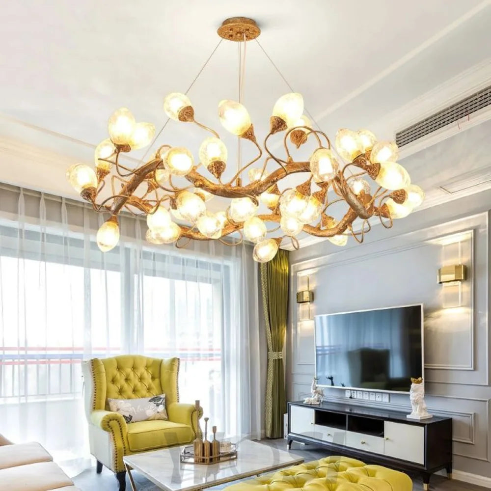 Lotus Modern Brass Branch Chandelier For Living Room Chandeliers For Dining Room Stairways Foyer