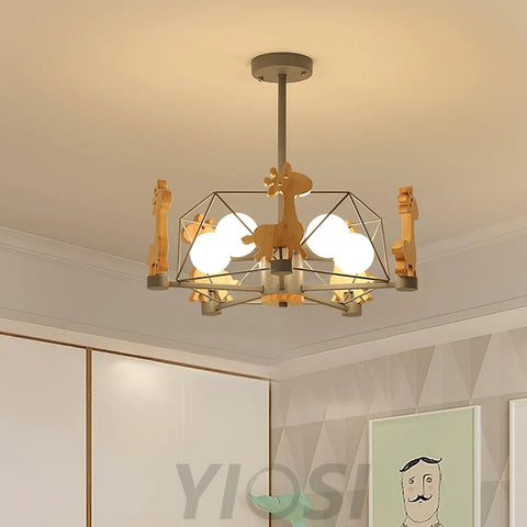 Lovely Deer Wooden Chandelier ∅ 20.8″ - Candy-1-Yiosilamp