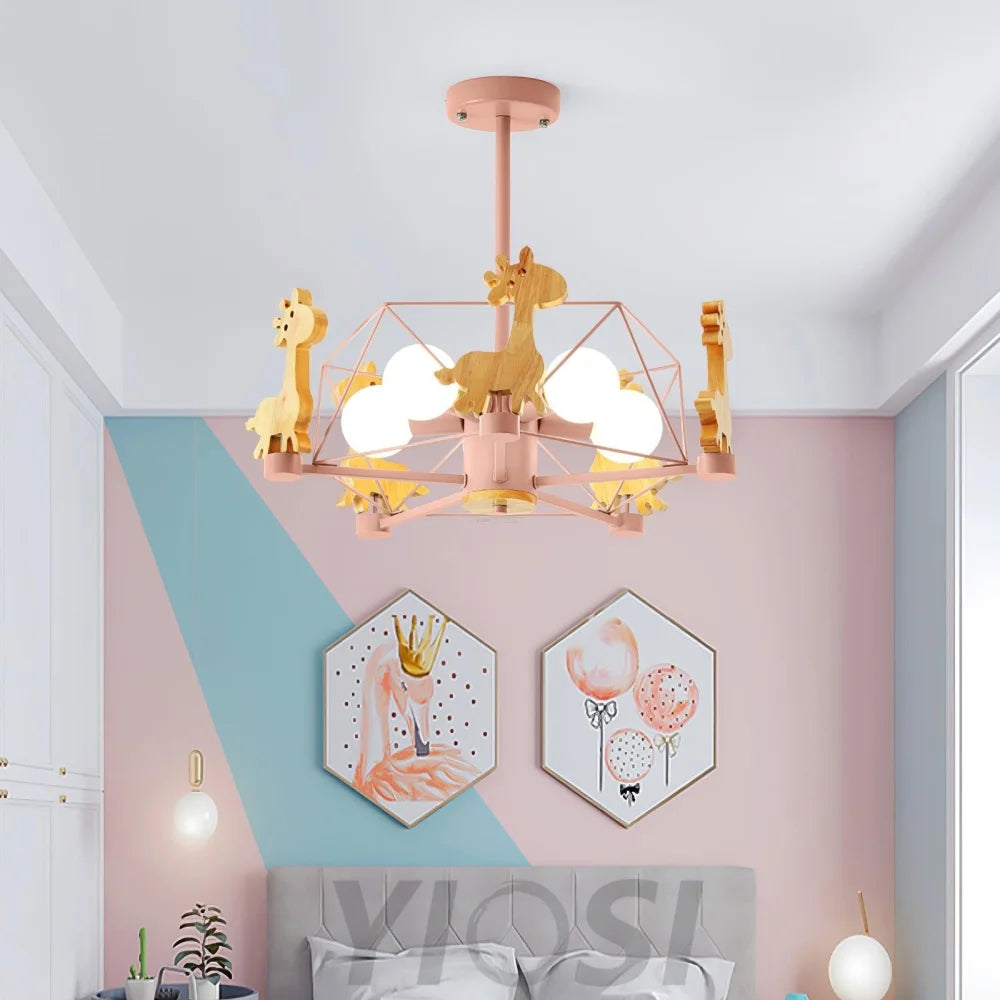 Lovely Deer Wooden Chandelier ∅ 20.8″ - Candy-1-Yiosilamp