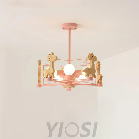 Lovely Deer Wooden Chandelier ∅ 20.8″ - Candy-1-Yiosilamp