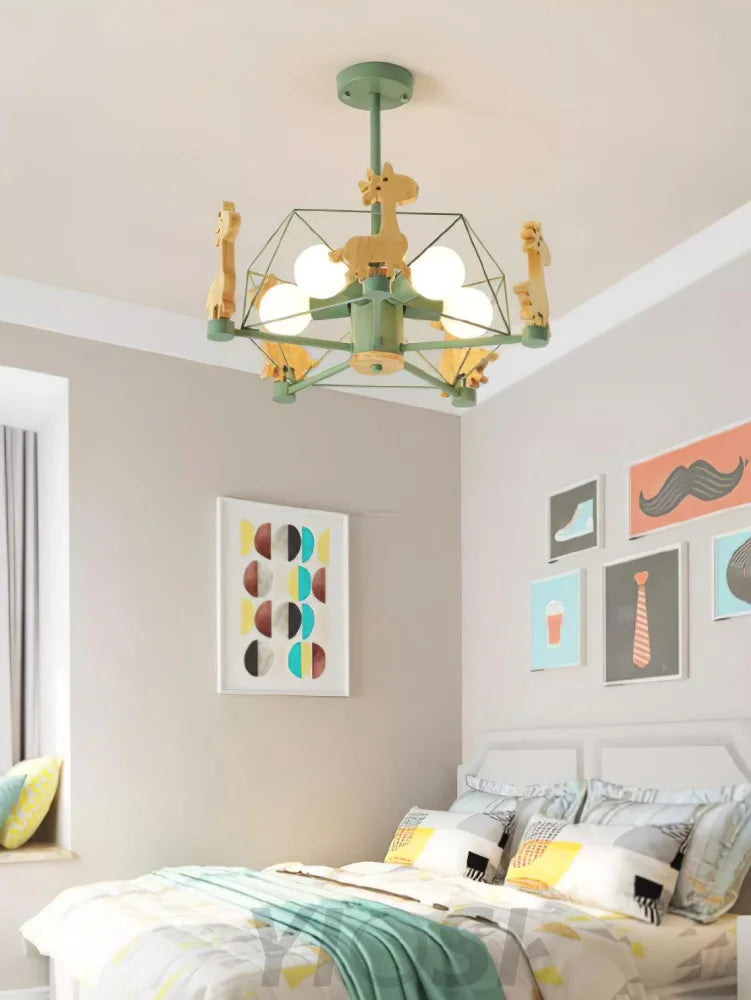 Lovely Deer Wooden Chandelier ∅ 20.8″ - Candy-1-Yiosilamp