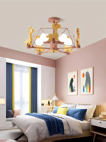 Lovely Deer Wooden Chandelier ∅ 20.8″ - Candy-1-Yiosilamp