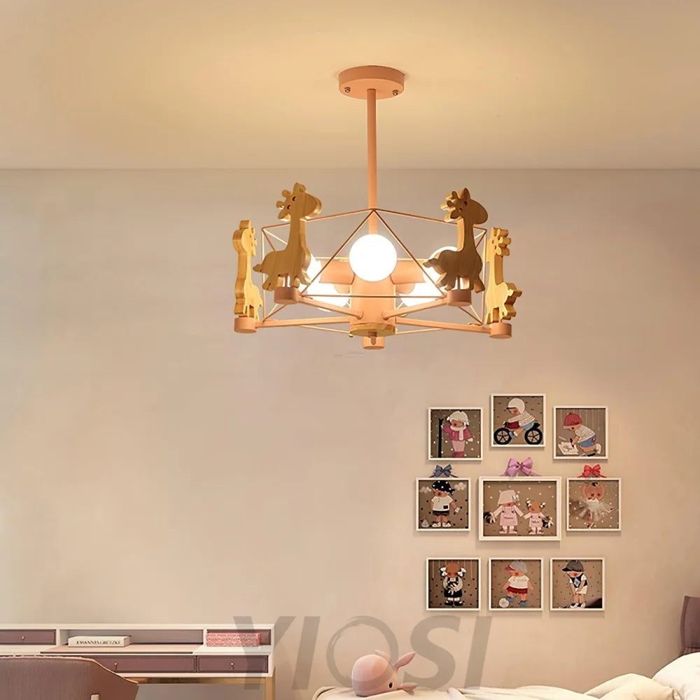 Lovely Deer Wooden Chandelier ∅ 20.8″ - Candy-1-Yiosilamp