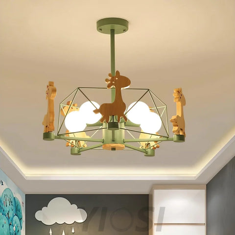 Lovely Deer Wooden Chandelier ∅ 20.8″ - Candy-1-Yiosilamp