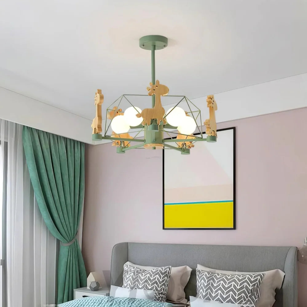 Lovely Deer Wooden Chandelier ∅ 20.8″ - Candy-1-Yiosilamp