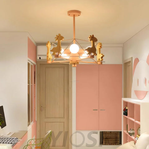 Lovely Deer Wooden Chandelier ∅ 20.8″ - Candy-1-Yiosilamp
