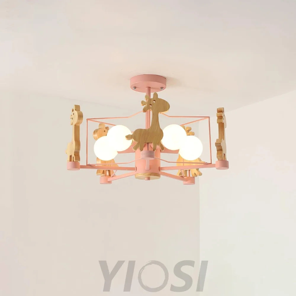 Lovely Deer Wooden Chandelier ∅ 20.8″ - Candy-1-Yiosilamp