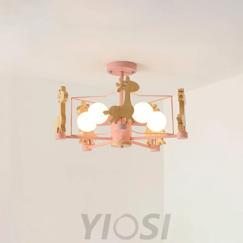 Lovely Deer Wooden Chandelier ∅ 20.8″ - Candy-1-Yiosilamp