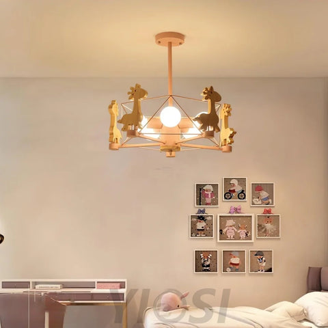 Lovely Deer Wooden Chandelier ∅ 20.8″ - Candy-1-Yiosilamp