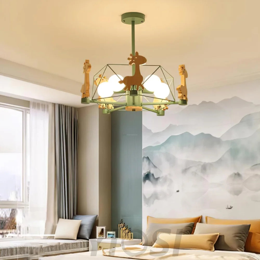 Lovely Deer Wooden Chandelier ∅ 20.8″ - Candy-1-Yiosilamp