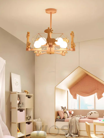 Lovely Deer Wooden Chandelier ∅ 20.8″ - Candy-1-Yiosilamp
