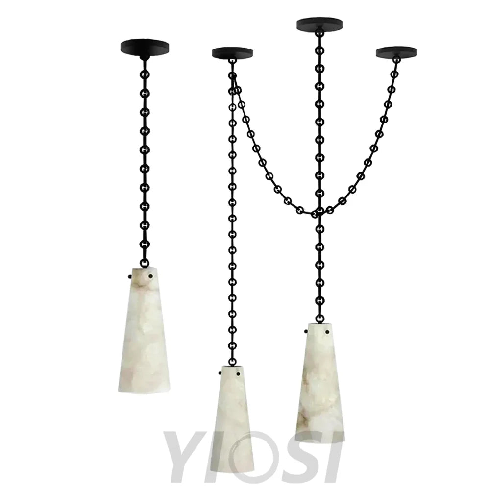 Lucca Contemporary 202A-3 Alabaster Chandelier 3-Light Pendant Cluster