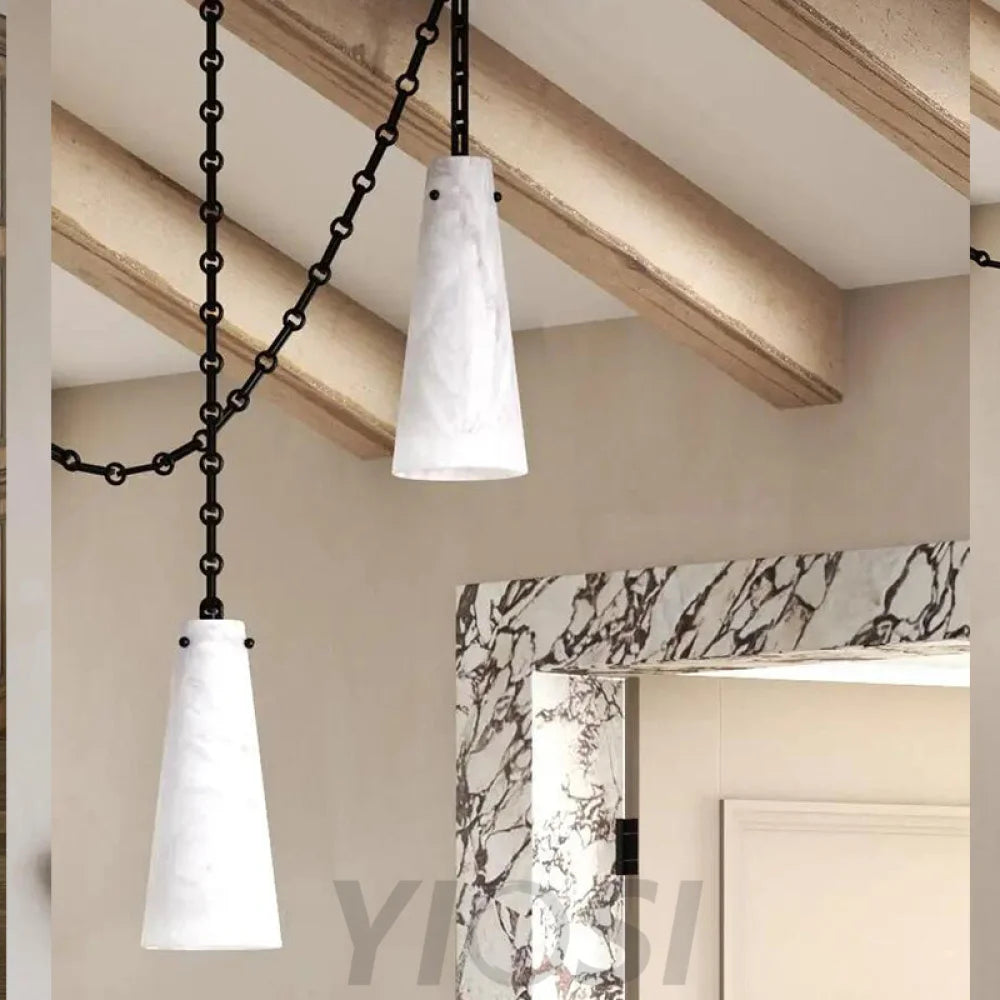 Lucca Contemporary 202A-3 Alabaster Chandelier 3-Light Pendant Cluster