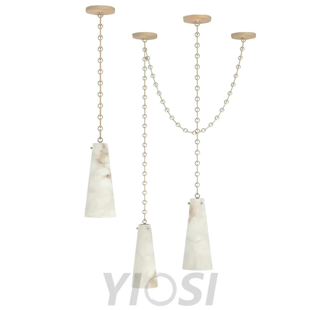 Lucca Contemporary 202A-3 Alabaster Chandelier 3-Light Pendant Cluster