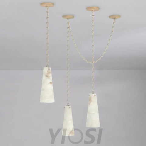 Lucca Contemporary 202A-3 Alabaster Chandelier 3-Light Pendant Cluster