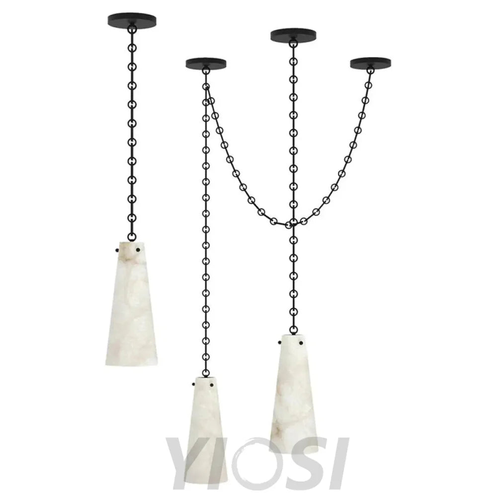 Lucca Contemporary 202A-3 Alabaster Chandelier 3-Light Pendant Cluster