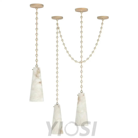 Lucca Contemporary 202A-3 Alabaster Chandelier 3-Light Pendant Cluster