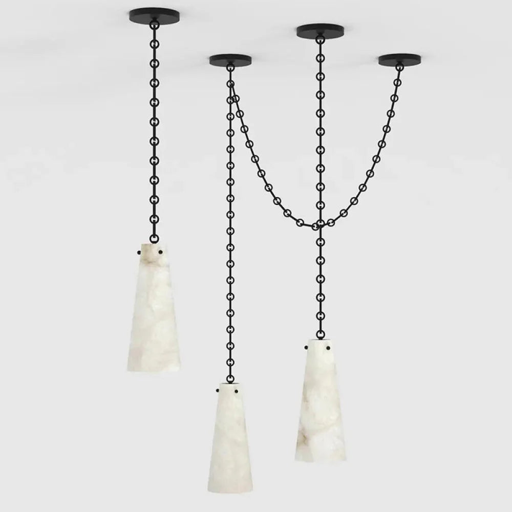 Lucca Contemporary 202A-3 Alabaster Chandelier 3-Light Pendant Cluster