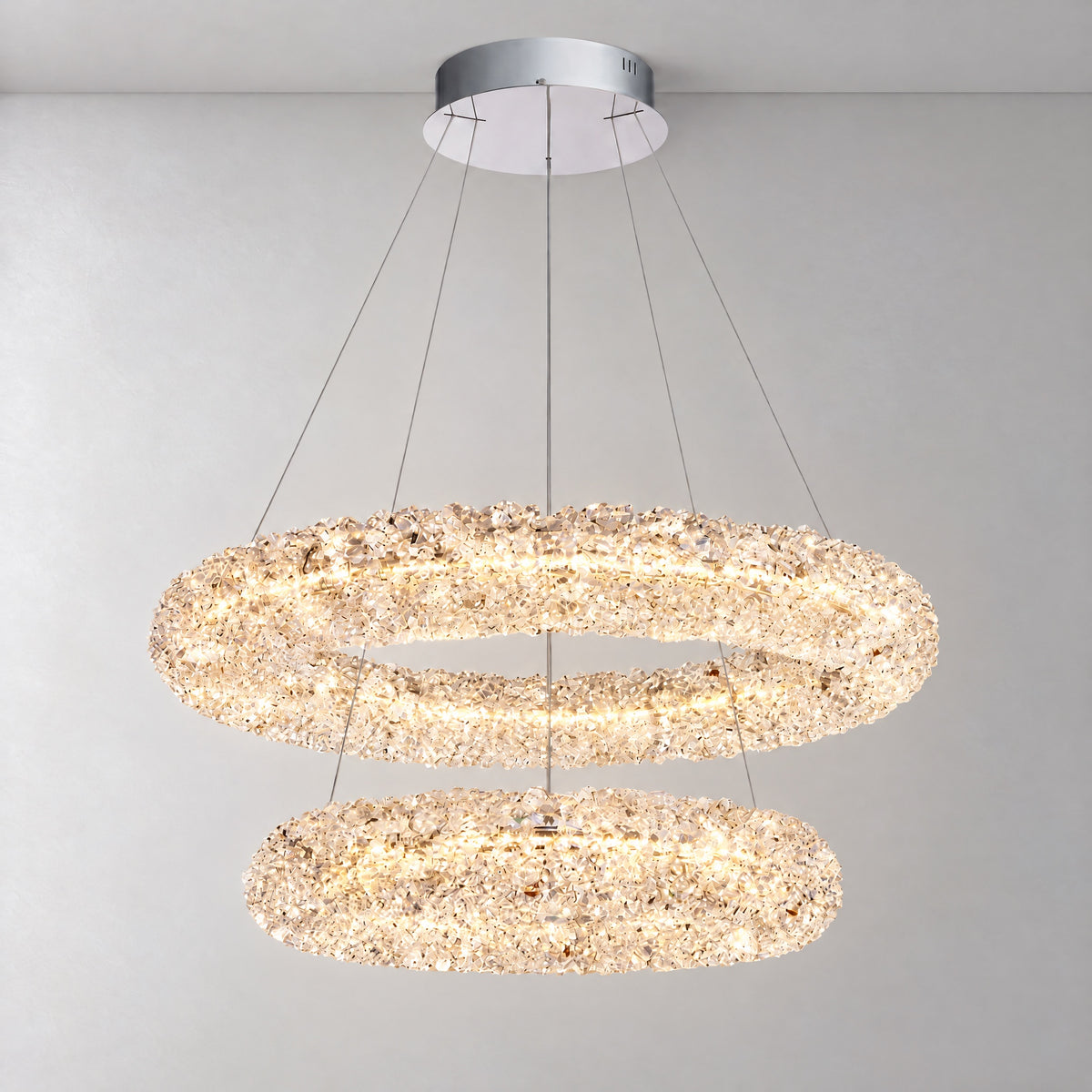 Lumina Halo Crystal Chandelier 31.5" – lights on