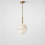 Luna Alabaster Globe Pendant Light – lights off