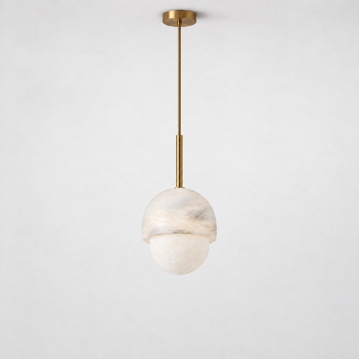 Luna Alabaster Globe Pendant Light – lights off